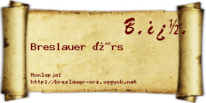 Breslauer Örs névjegykártya